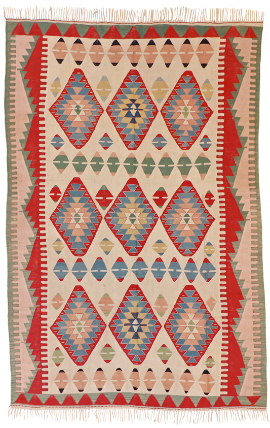 9x12 - Kilim Wool Geometric Rectangle - Hand Knotted Rug