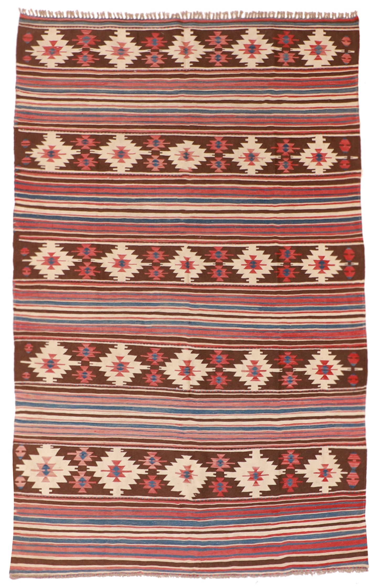 6x9 - Kilim Wool Geometric Rectangle - Hand Knotted Rug