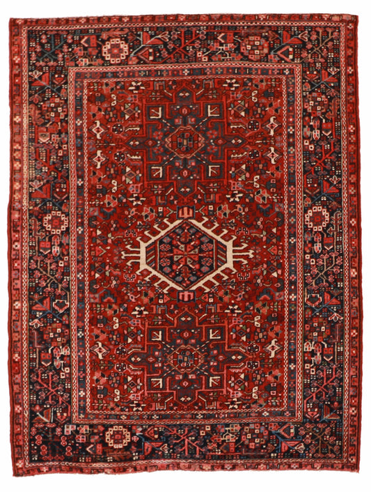 5x7 - Karajeh Antique/Wool Geometric Rectangle - Hand Knotted Rug