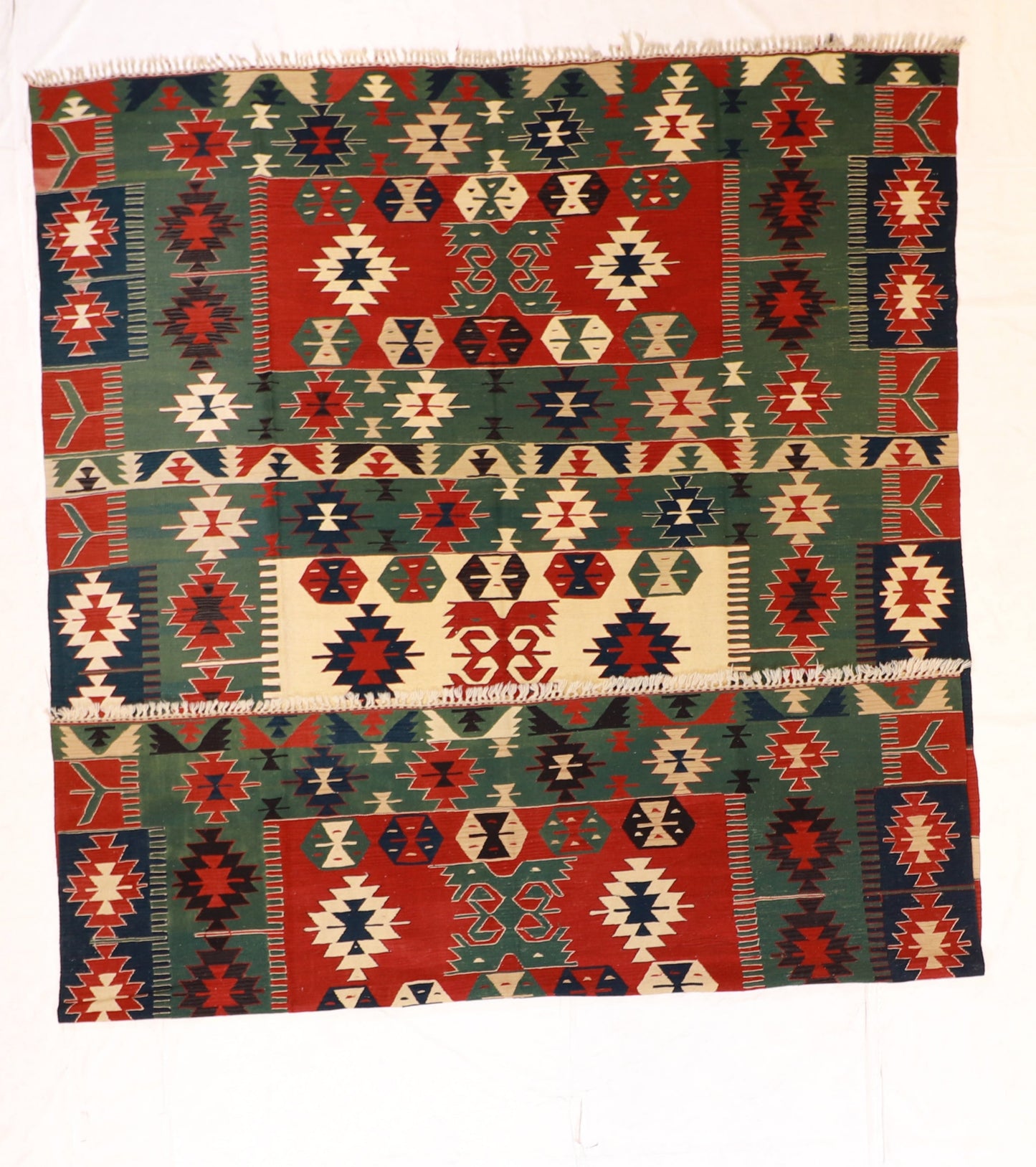 9x12 - Kilim Wool Geometric Rectangle - Hand Knotted Rug