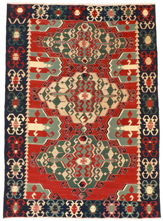 9x12 - Kilim Wool All Over Rectangle - Hand Knotted Rug