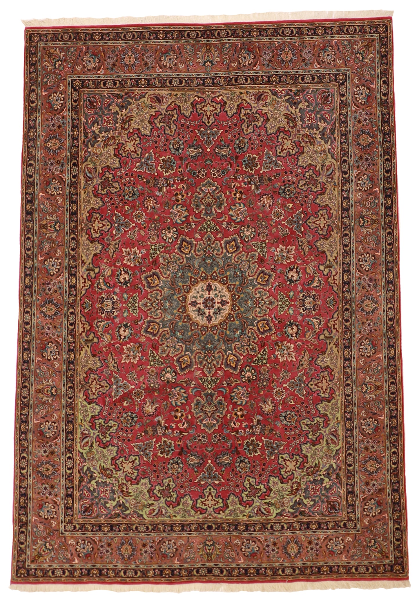 7x10 - Tabriz Fine/Silk/Wool Floral Rectangle - Hand Knotted Rug