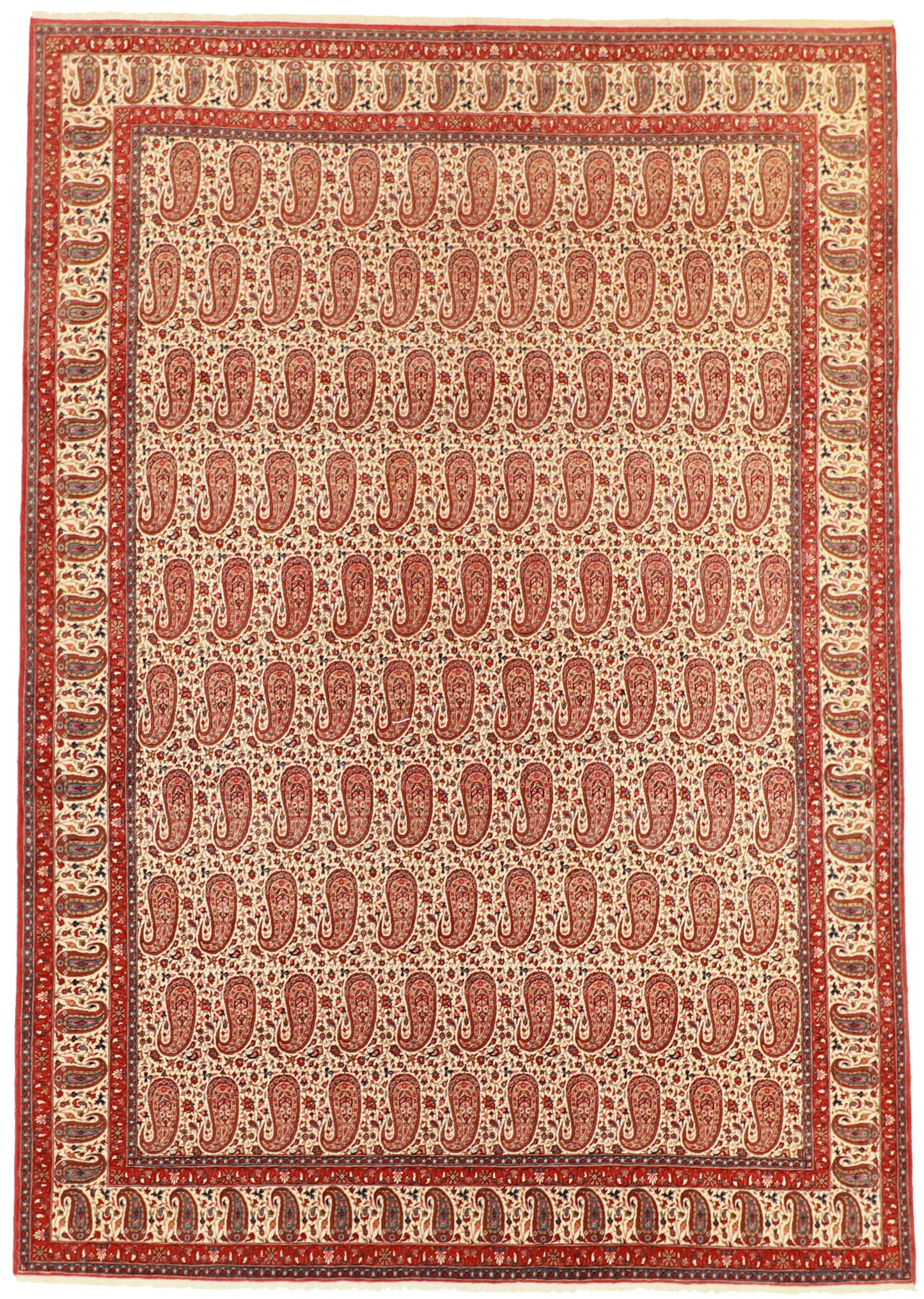 9x12- Qum Fine Floral Rectangle - Hand Knotted Rug