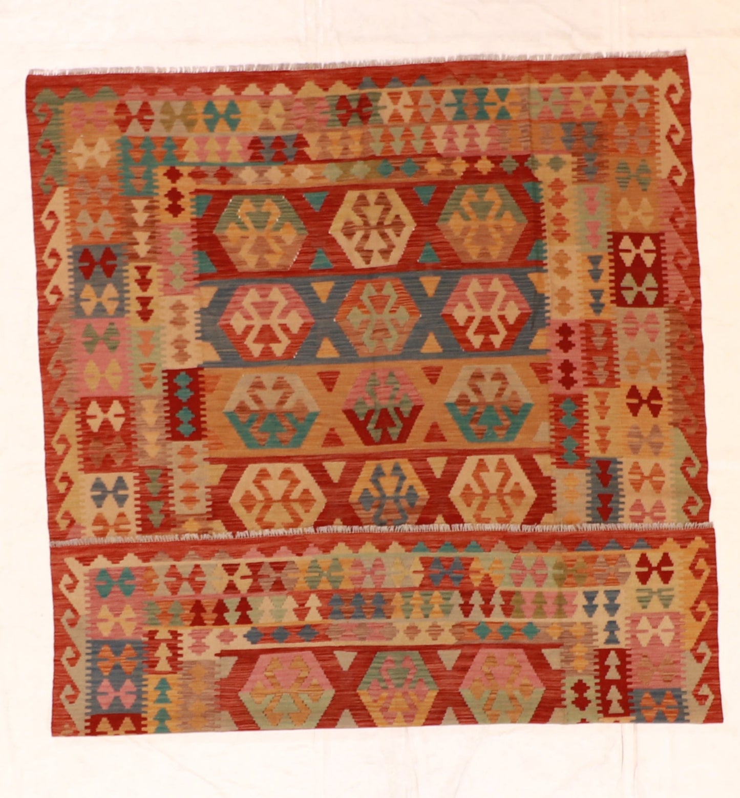 6x9 - Kilim Wool All Over Rectangle - Hand Knotted Rug