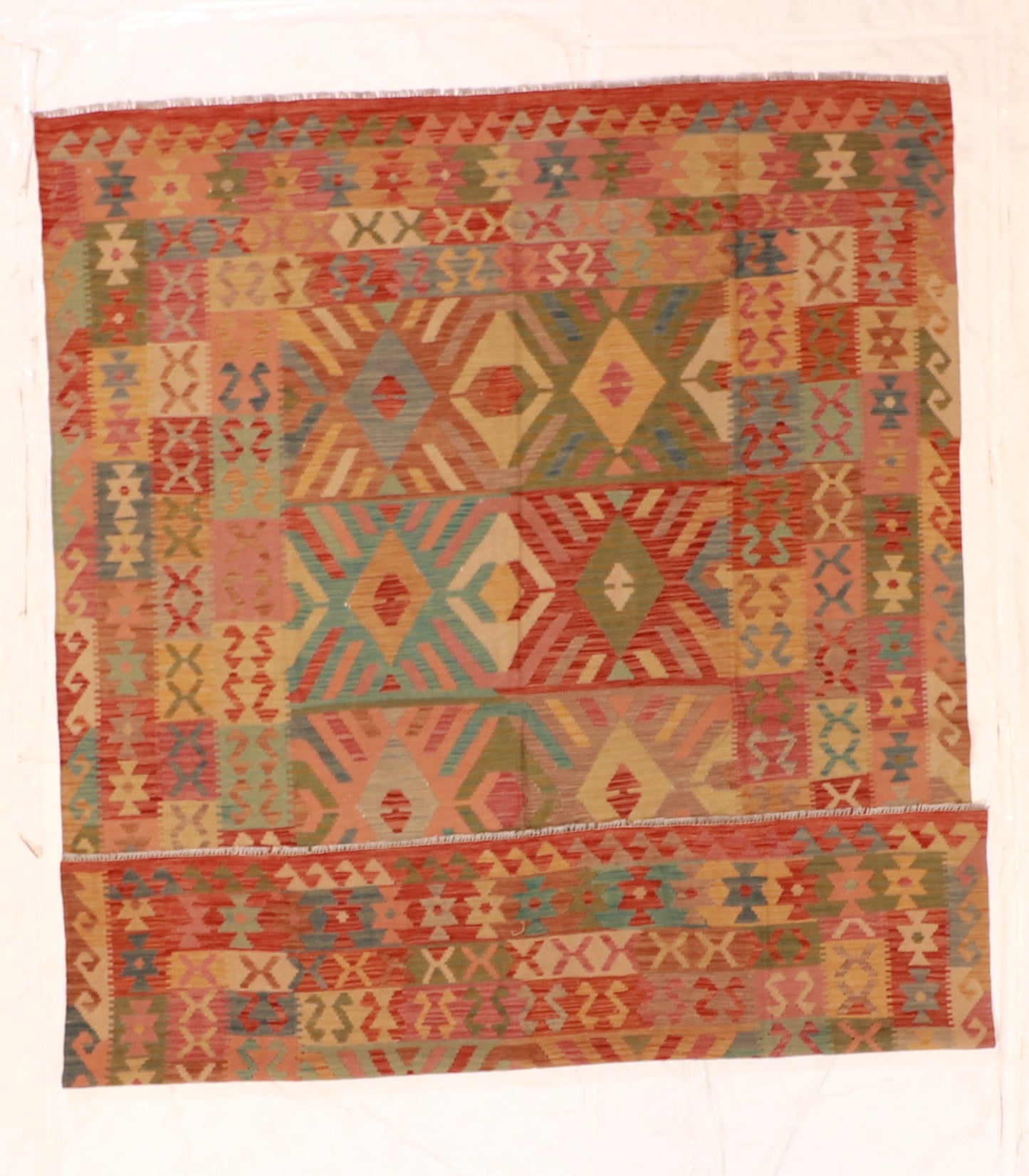 6x9 - Kilim Wool All Over Rectangle - Hand Knotted Rug