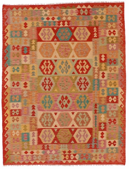 6x9 - Kilim Fine/Wool Geometric Rectangle - Hand Knotted Rug