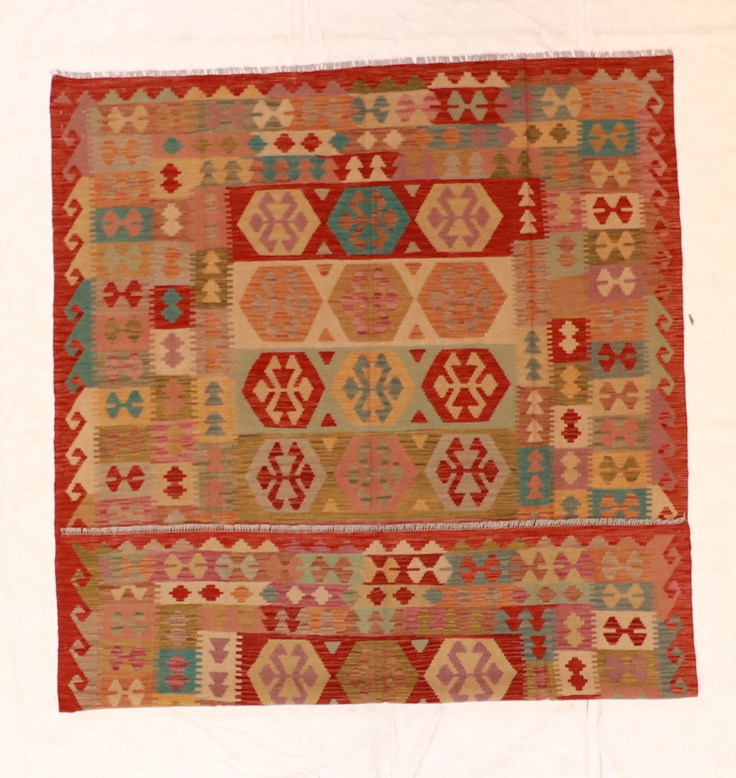 6x9 - Kilim Fine/Wool Geometric Rectangle - Hand Knotted Rug