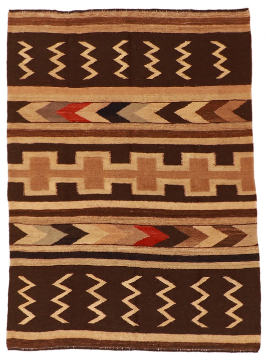 5x7 - Kilim Fine/Wool Geometric Rectangle - Hand Knotted Rug