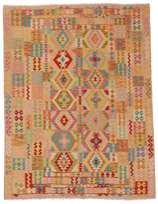 6x9 - Kilim Fine/Wool Geometric Rectangle - Hand Knotted Rug