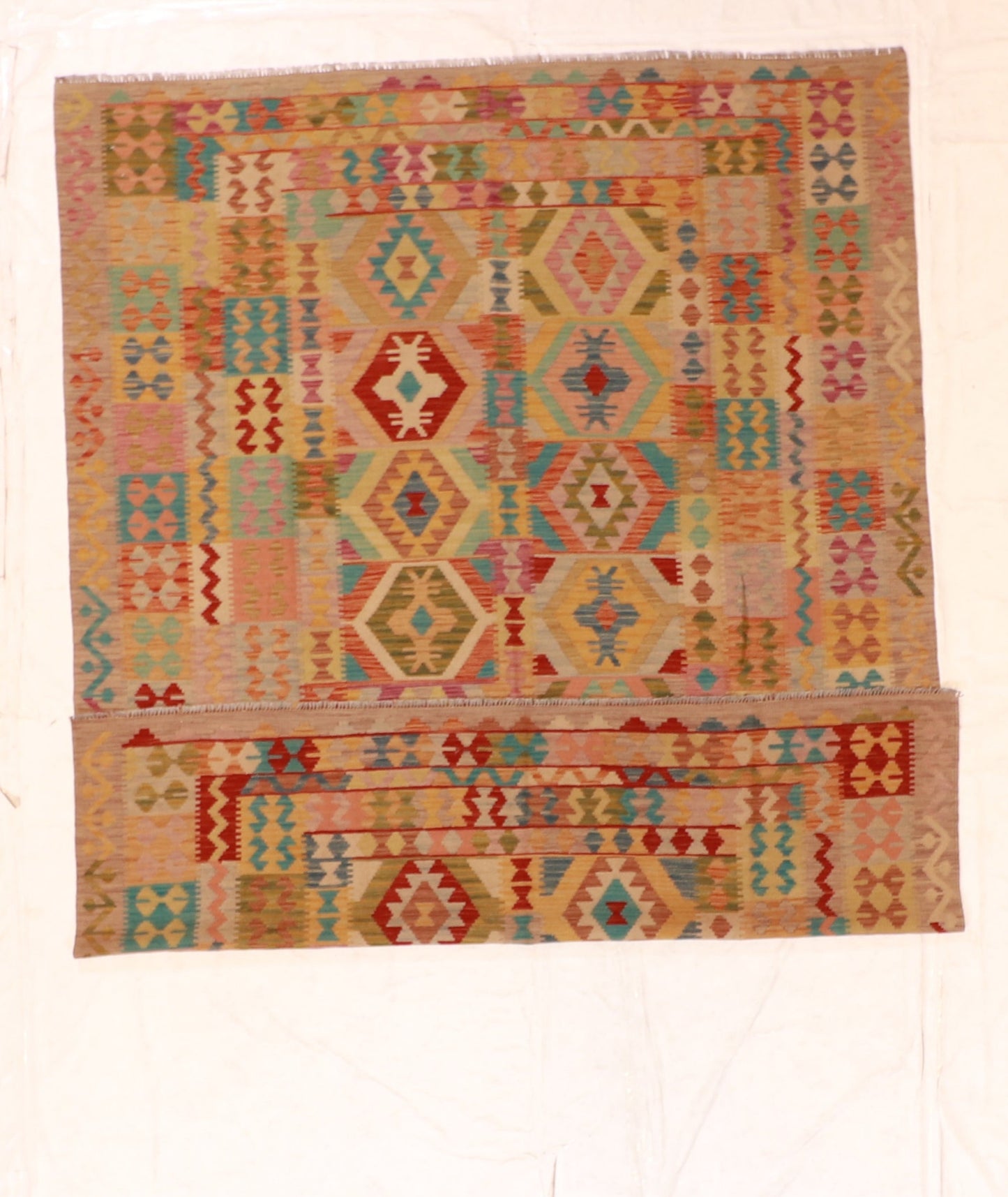 6x9 - Kilim Fine/Wool Geometric Rectangle - Hand Knotted Rug