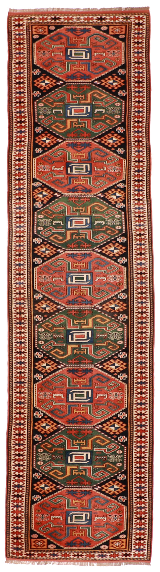 Runner - Kazak Fine Geometric Rectangle - Hand Knotted Rug