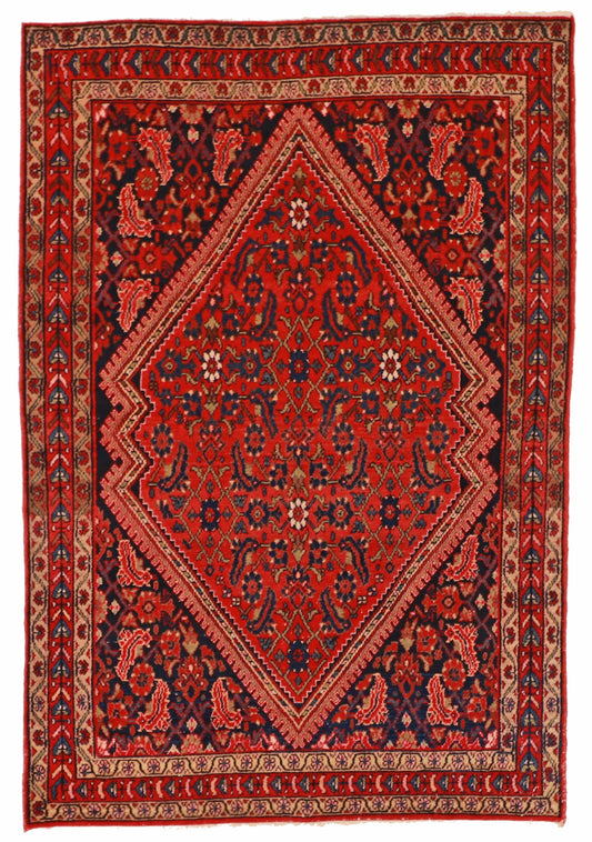 5x7 - Hamadan Fine/Wool Geometric Rectangle - Hand Knotted Rug