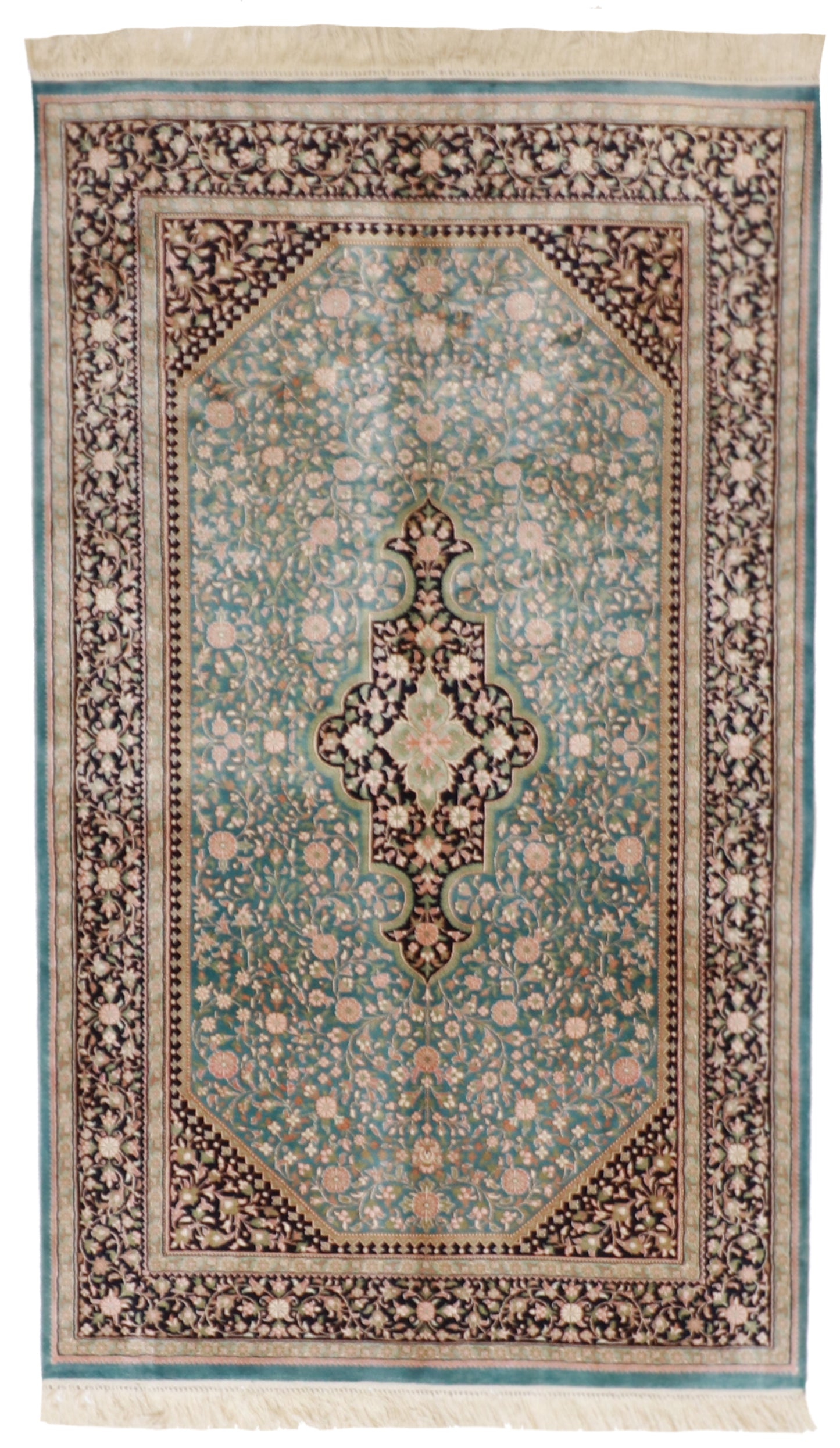 3x5 - Tabriz Fine/Silk Floral Rectangle - Hand Knotted Rug