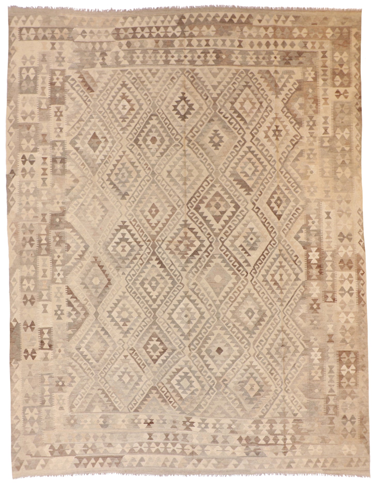 10x13 - Kilim Fine/Wool Geometric Rectangle - Hand Knotted Rug