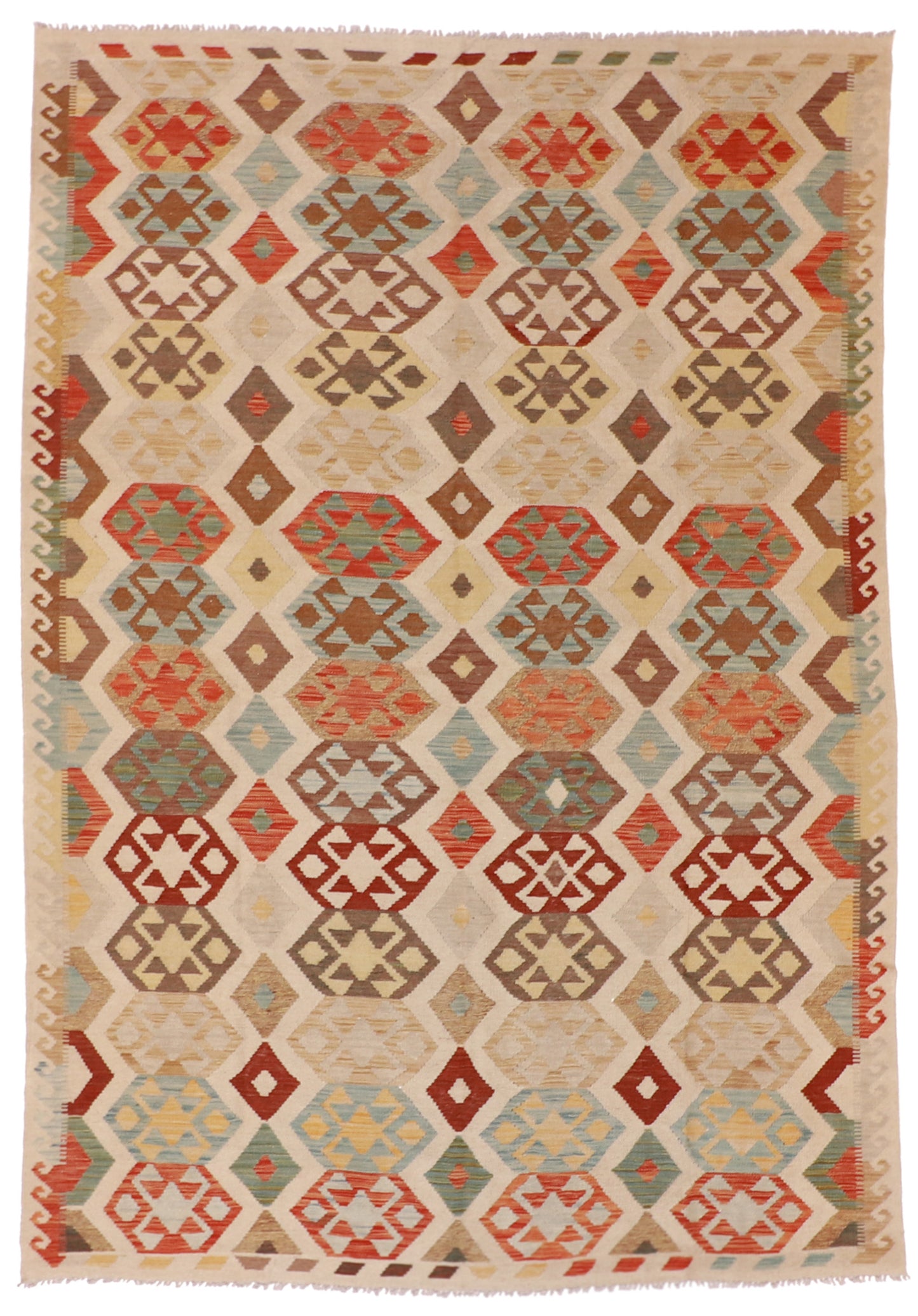 7x10 - Kilim Fine/Wool All Over Rectangle - Hand Knotted Rug