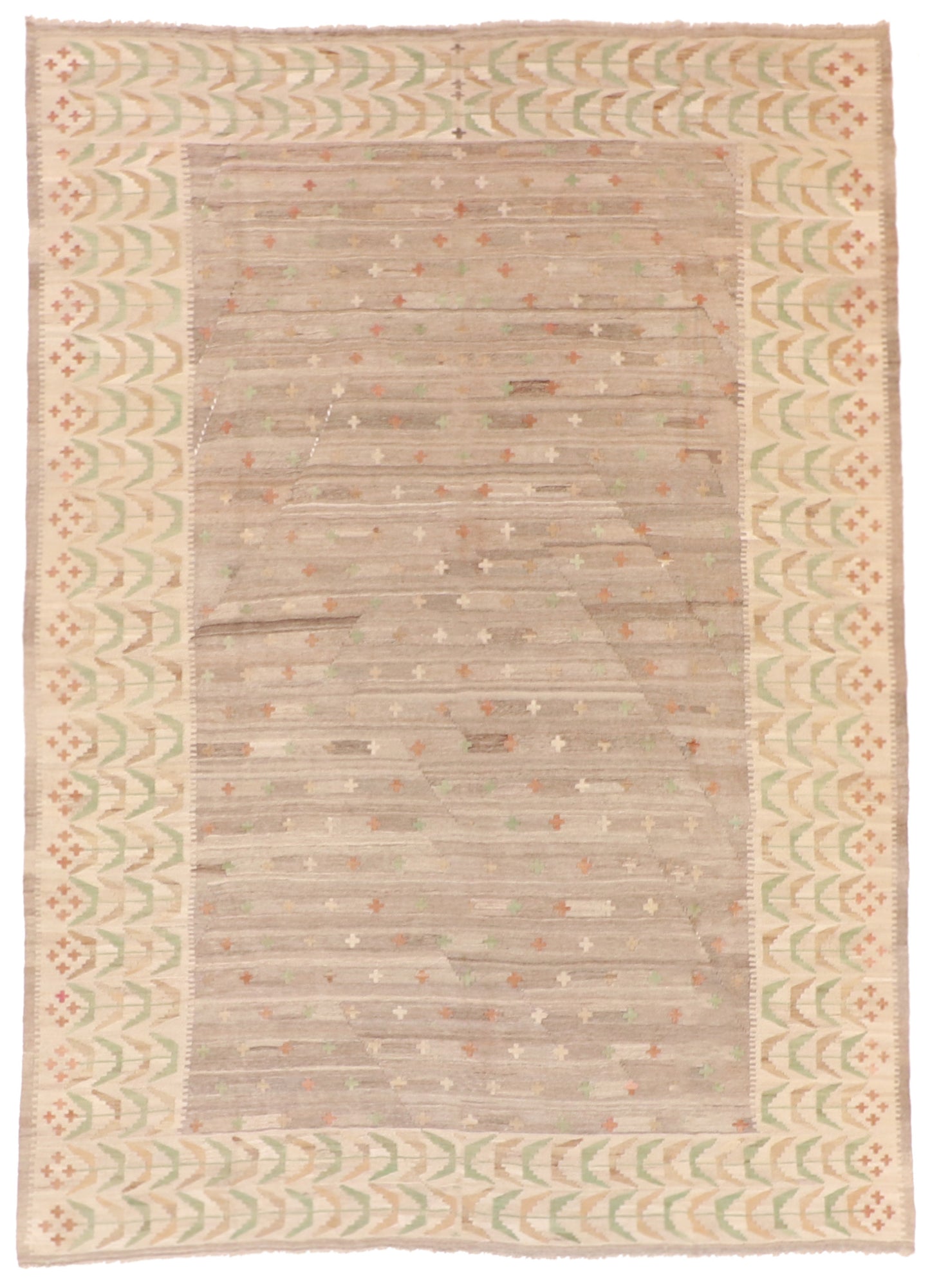 7x10 - Kilim Fine/Wool Geometric Rectangle - Hand Knotted Rug