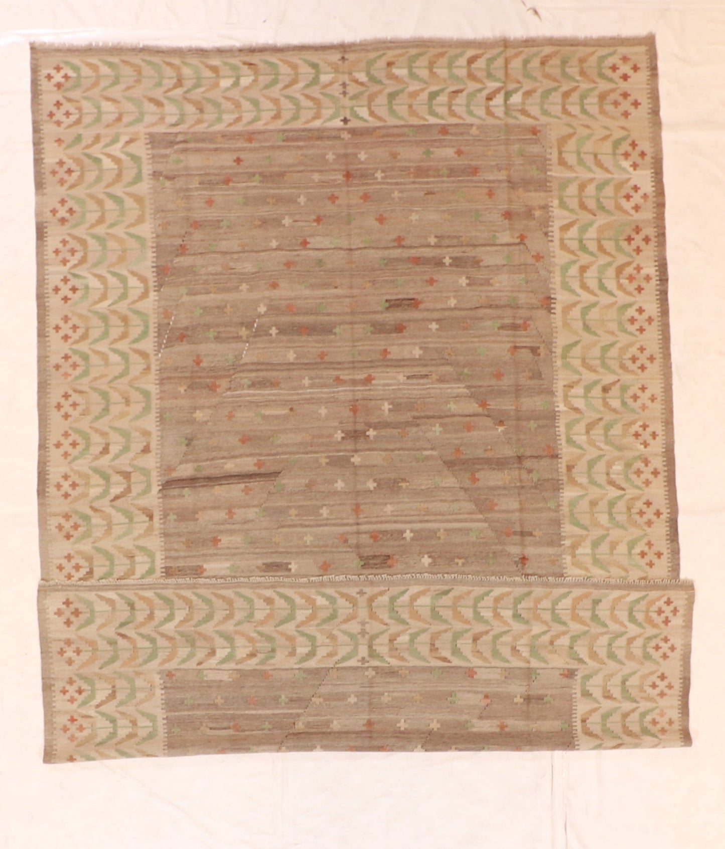 7x10 - Kilim Fine/Wool Geometric Rectangle - Hand Knotted Rug