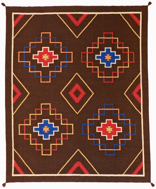 8x10 - Navajo Fine Geometric Rectangle - Hand Knotted Rug