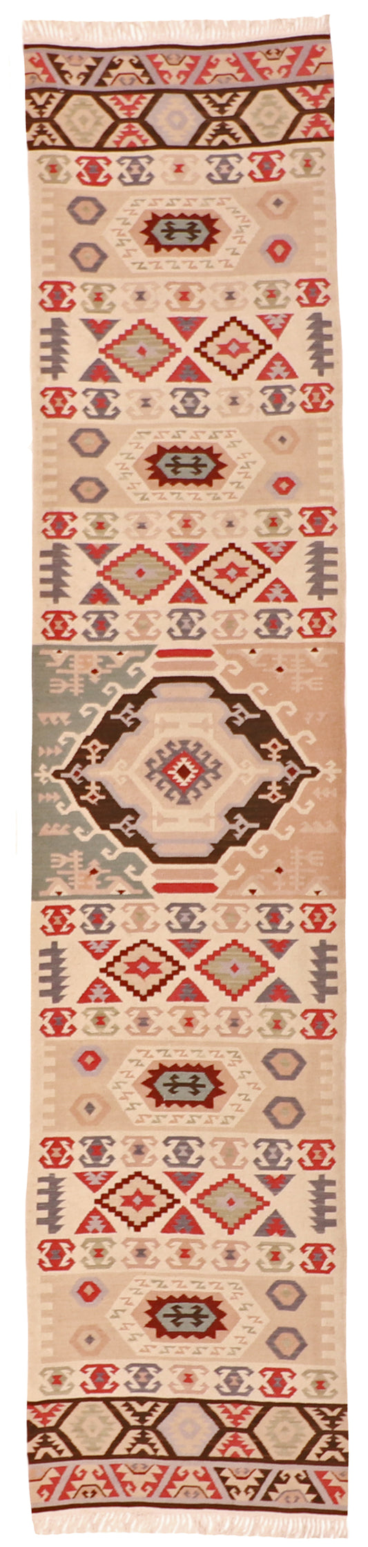 Runner - Kilim Fine/Wool Geometric Rectangle - Hand Knotted Rug