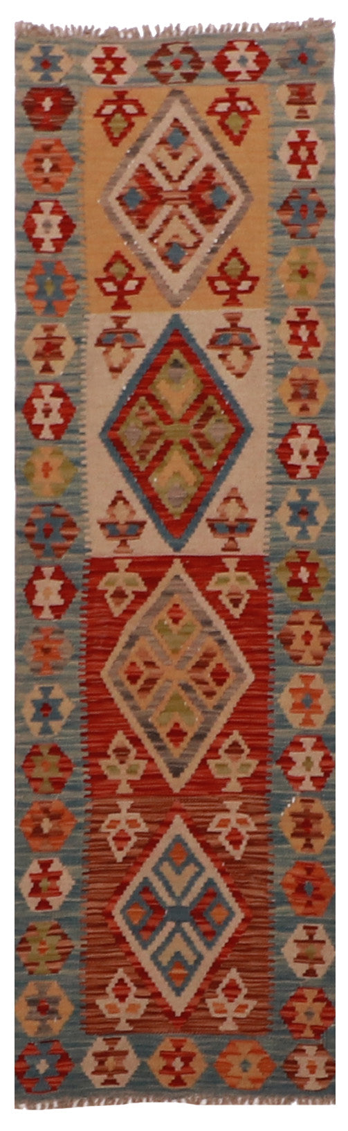 Runner - Kilim Fine/Wool Geometric Rectangle - Hand Knotted Rug