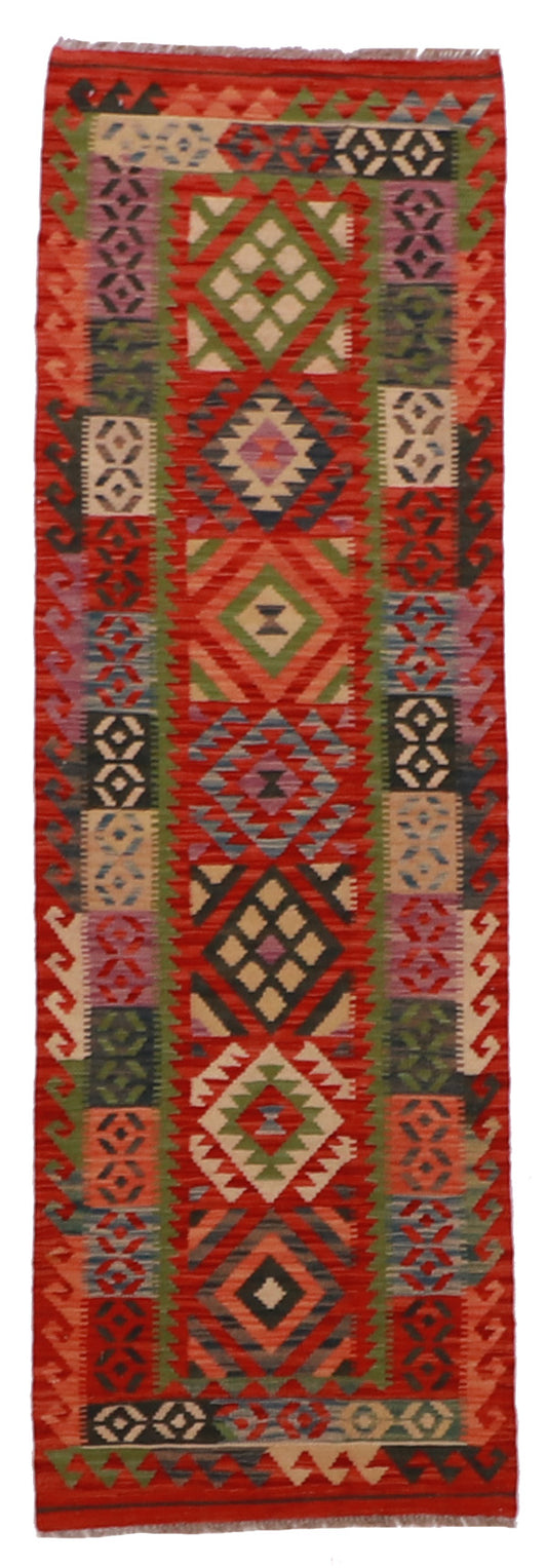 Runner - Kilim Fine/Wool Geometric Rectangle - Hand Knotted Rug