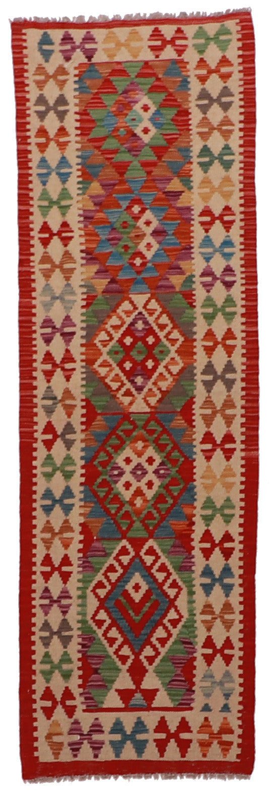 Runner - Kilim Fine/Wool Geometric Rectangle - Hand Knotted Rug