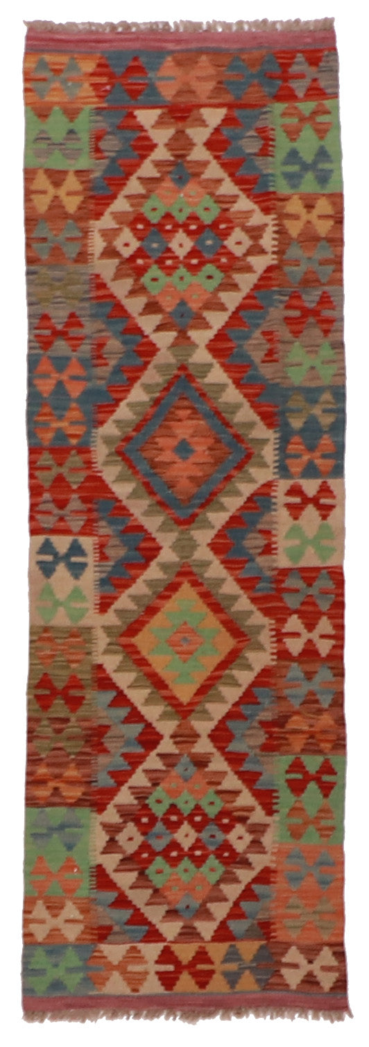 Runner - Kilim Fine/Wool Geometric Rectangle - Hand Knotted Rug