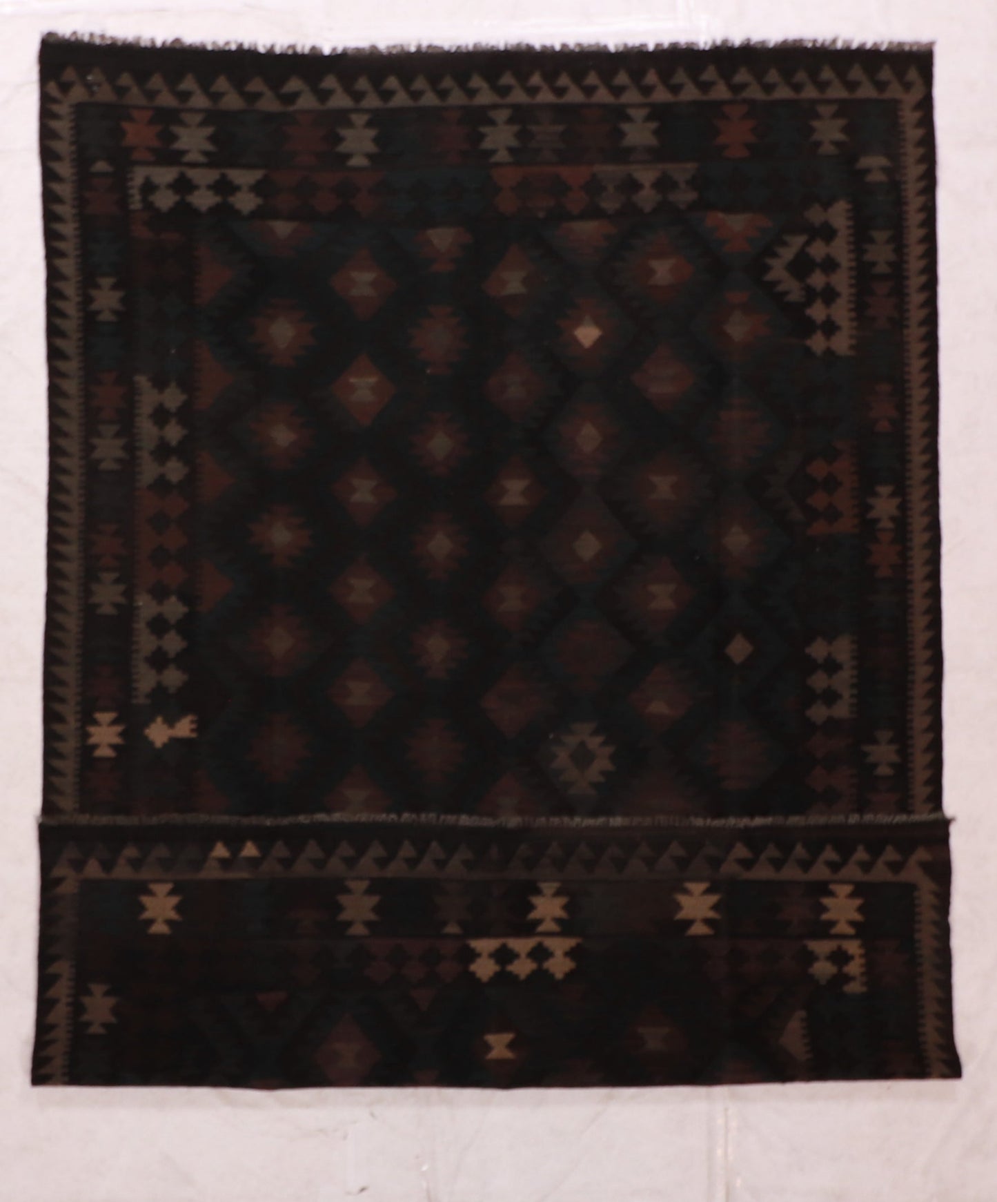 7x10 - Kilim Wool Geometric Rectangle - Hand Knotted Rug