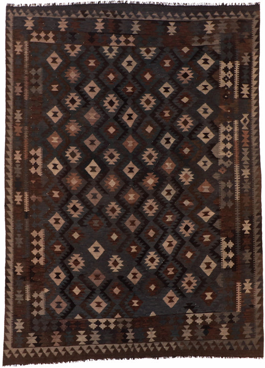 7x10 - Kilim Wool Geometric Rectangle - Hand Knotted Rug