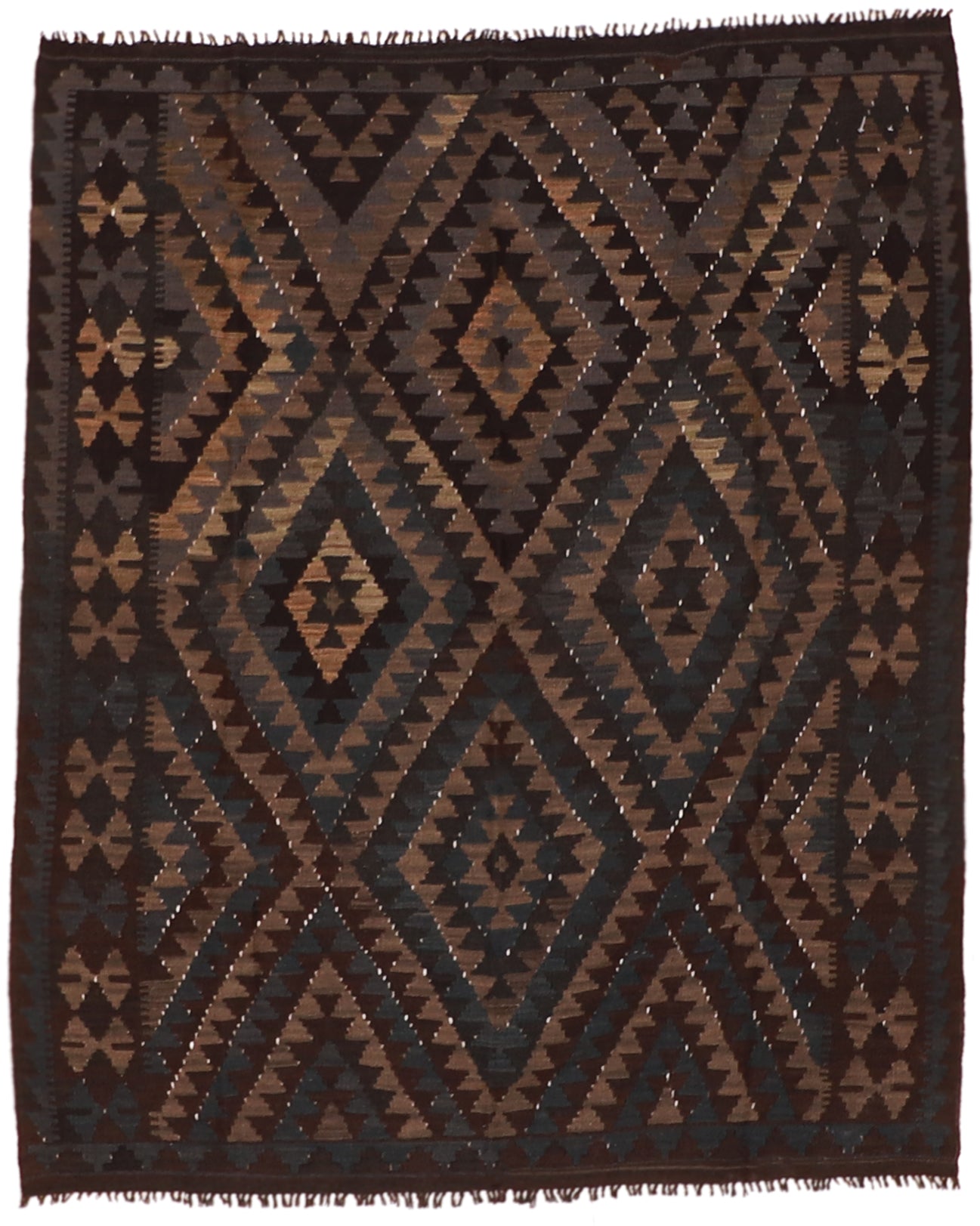 5x7 - Kilim Wool Geometric Rectangle - Hand Knotted Rug