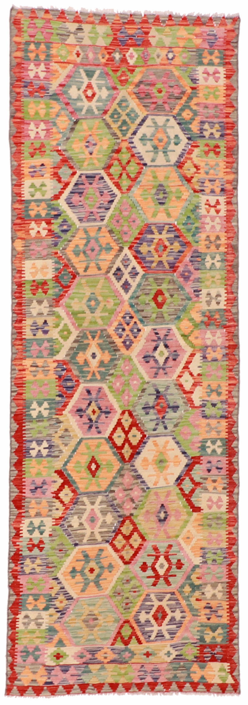 Runner - Kilim Fine/Wool Geometric Rectangle - Hand Knotted Rug