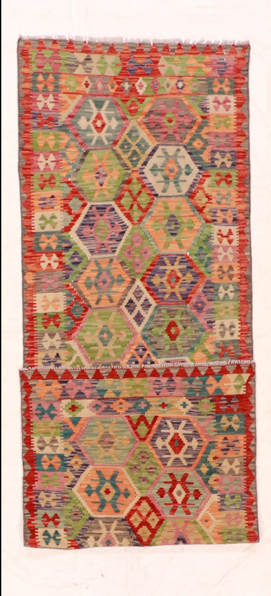 Runner - Kilim Fine/Wool Geometric Rectangle - Hand Knotted Rug