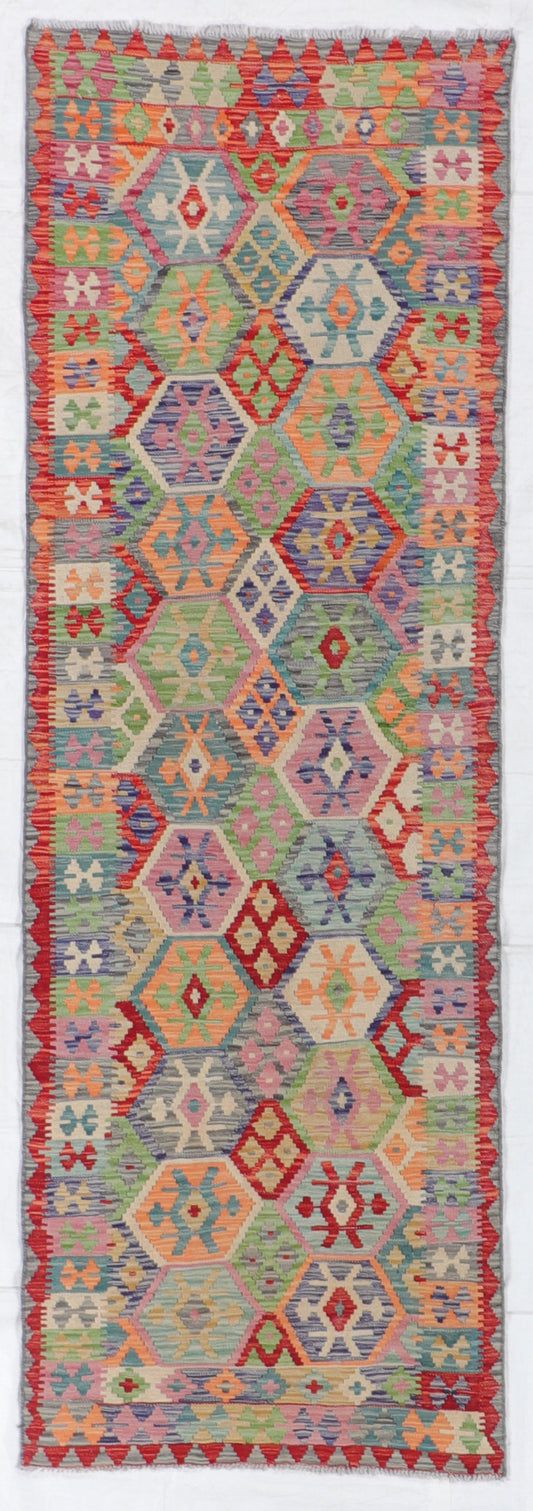 Runner - Kilim Fine/Wool Geometric Rectangle - Hand Knotted Rug