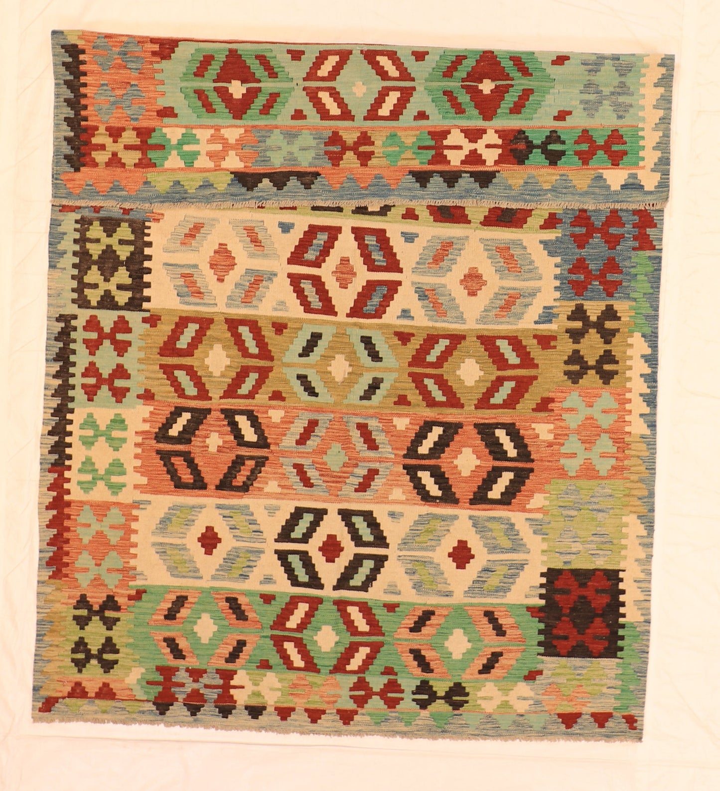 6x9 - Kilim Fine/Wool Geometric Rectangle - Hand Knotted Rug