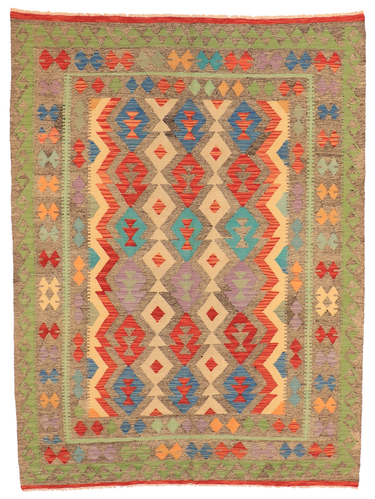 6x9 - Kilim Fine/Wool All Over Rectangle - Hand Knotted Rug