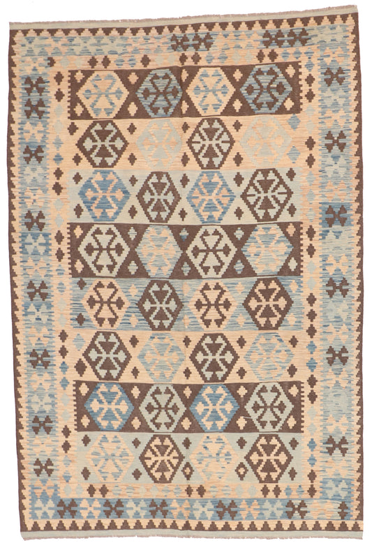 7x10 - Kilim Fine/Wool Geometric Rectangle - Hand Knotted Rug