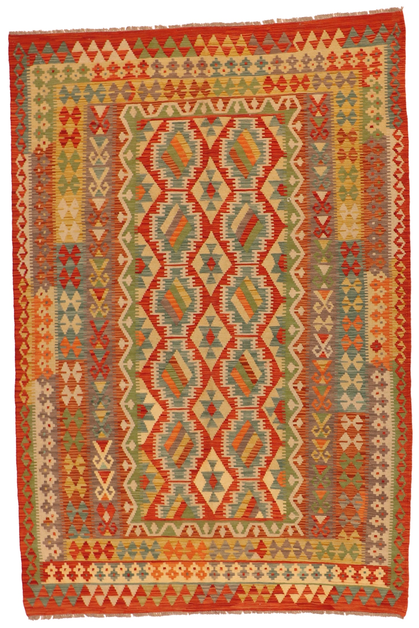 6x9 - Kilim Fine/Wool All Over Rectangle - Hand Knotted Rug