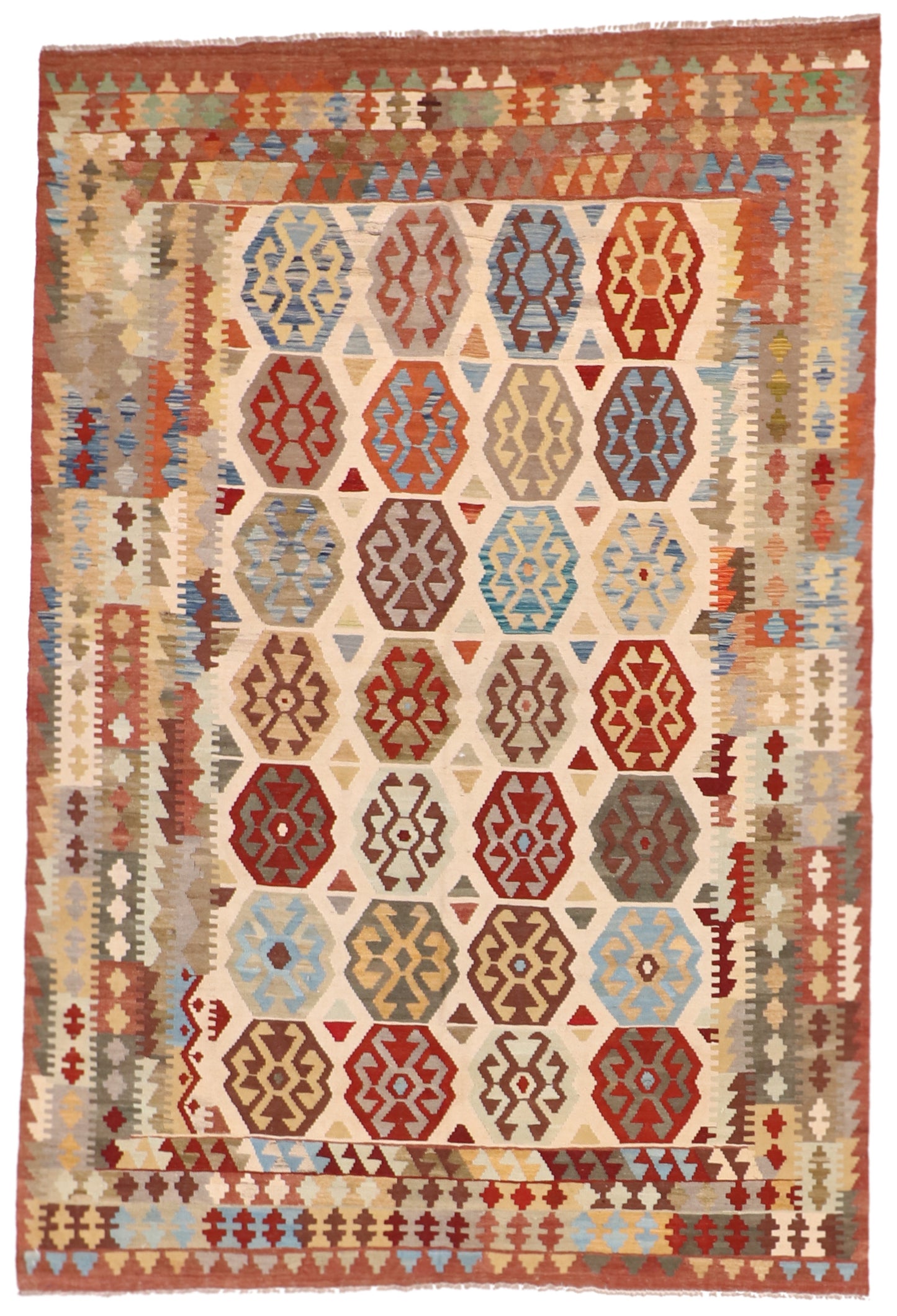 7x10 - Kilim Fine/Wool All Over Rectangle - Hand Knotted Rug