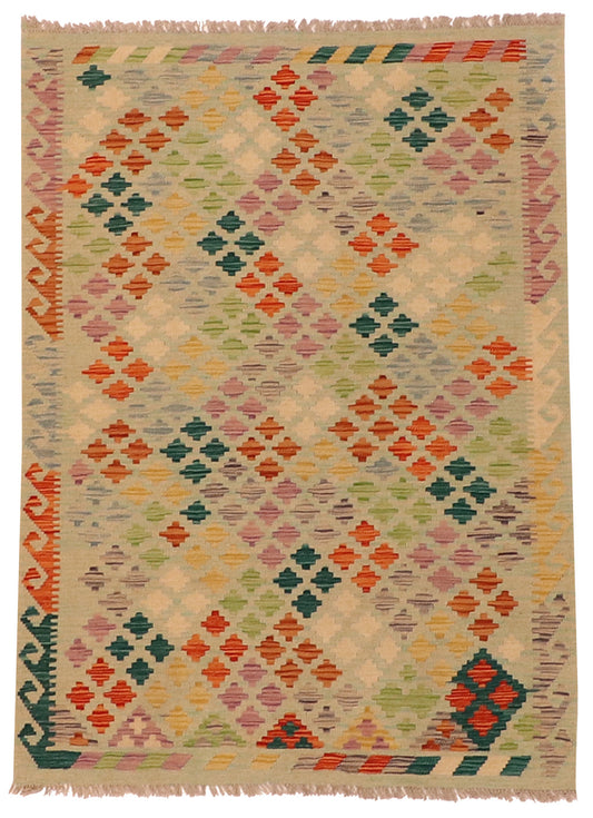 4x6 - Kilim Fine Wool All Over Rectangle - Hand Knotted Rug