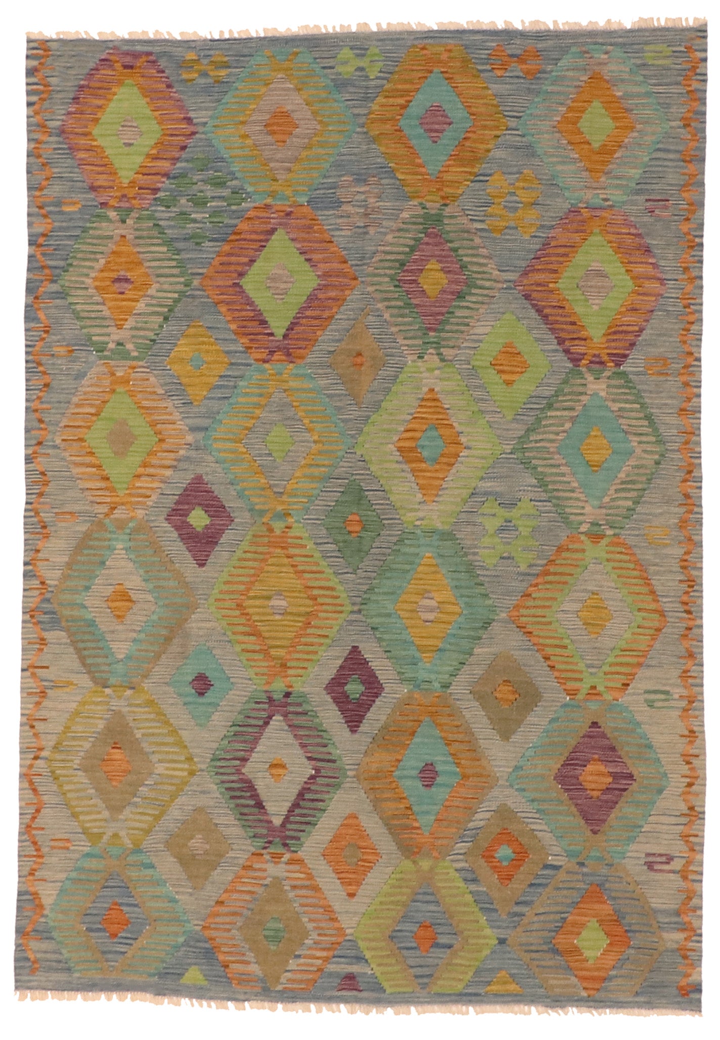 6x9 - Kilim Fine/Wool All Over Rectangle - Hand Knotted Rug