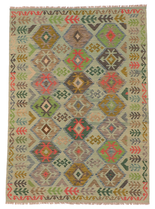 6x9 - Kilim Fine/Wool All Over Rectangle - Hand Knotted Rug