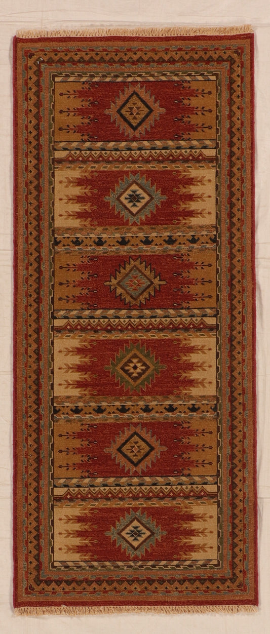 Runner - Kilim Fine Wool Geometric Rectangle - Hand Knotted Rug