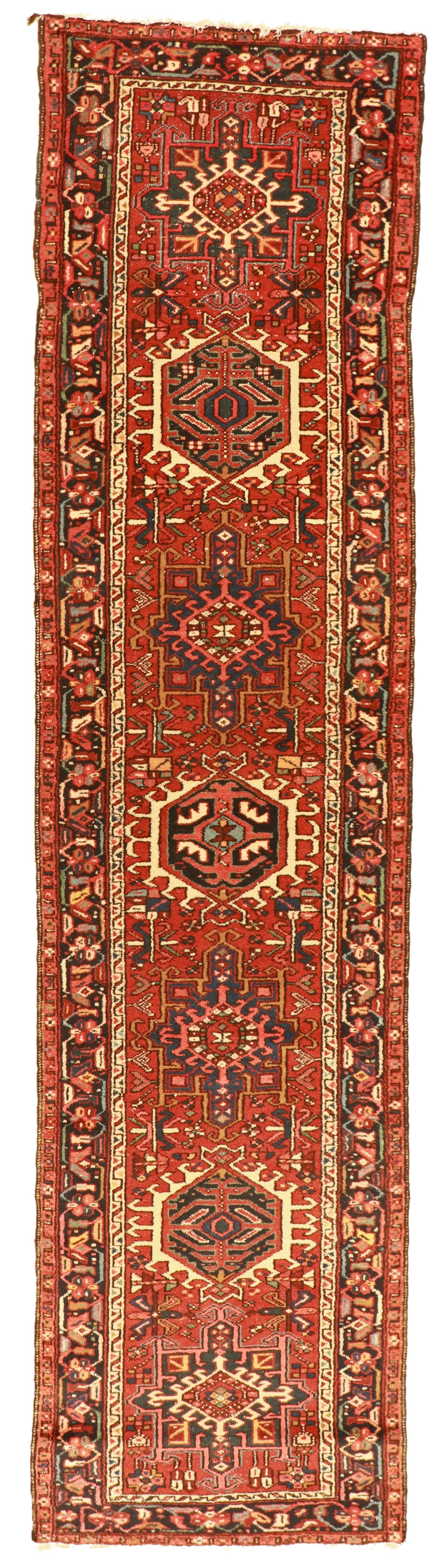 Runner - Karajeh Antique/Wool Geometric Rectangle - Hand Knotted Rug