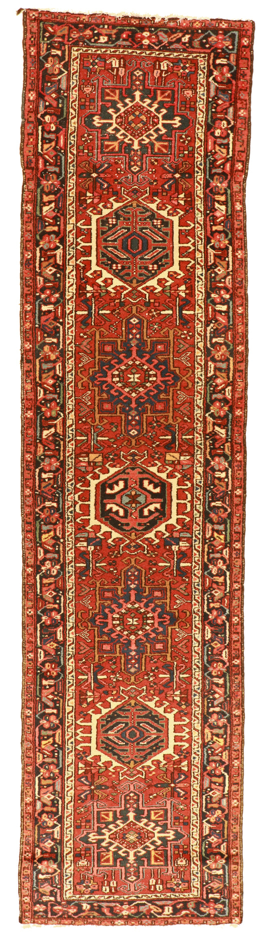 Runner - Karajeh Antique/Wool Geometric Rectangle - Hand Knotted Rug