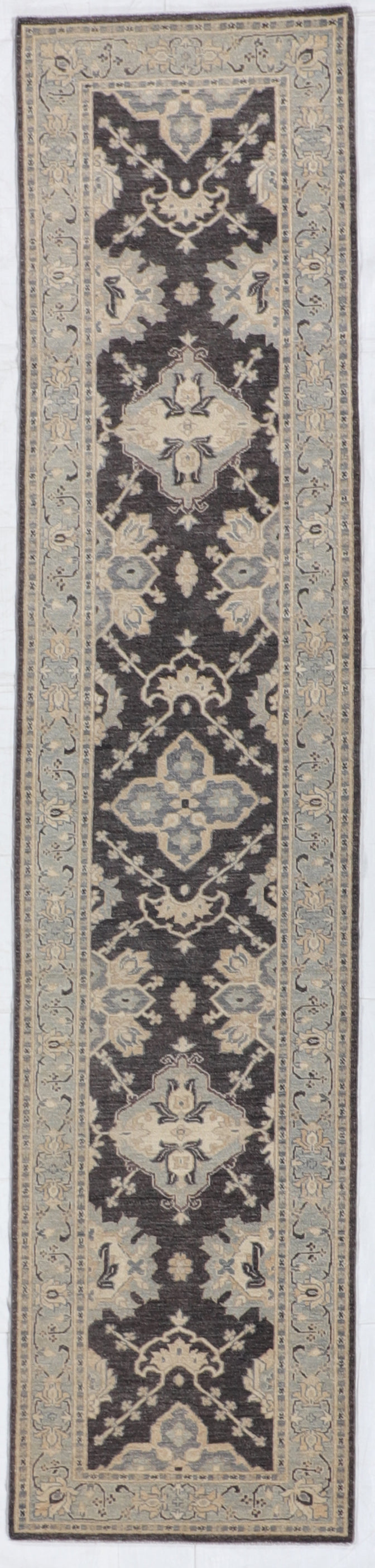 Runner - Karajeh Fine/Wool Geometric Rectangle - Hand Knotted Rug