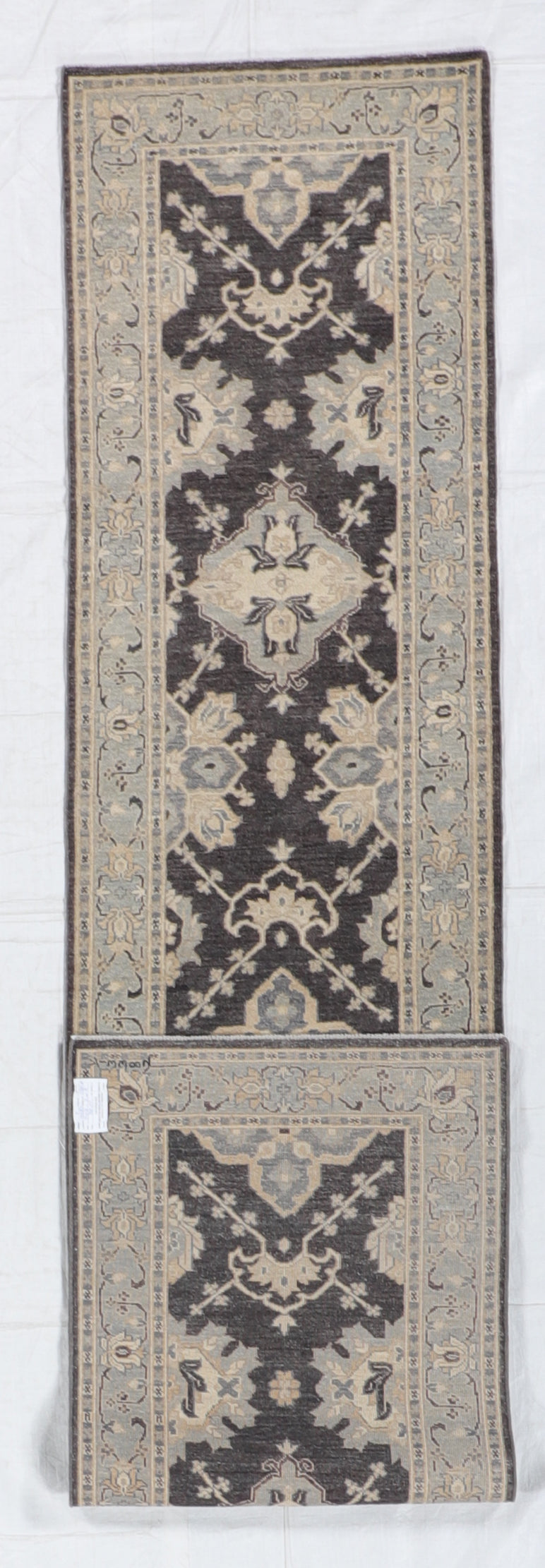 Runner - Karajeh Fine/Wool Geometric Rectangle - Hand Knotted Rug