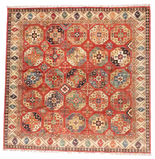 Square - Tekeh Fine Wool Geometric Square - Hand Knotted Rug