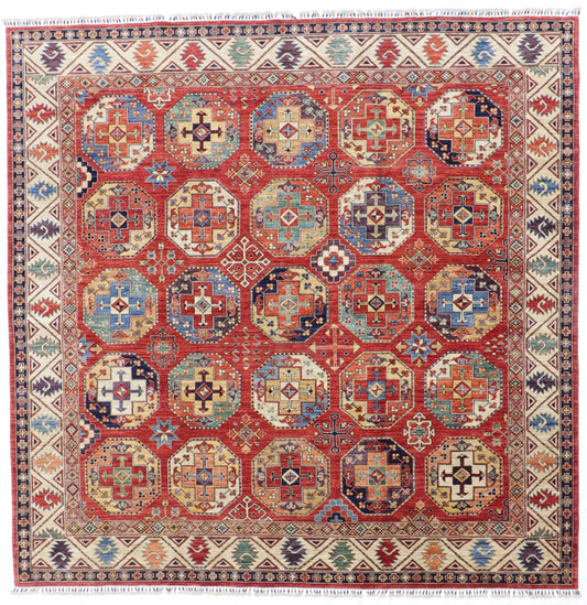 Square - Tekeh Fine Wool Geometric Square - Hand Knotted Rug