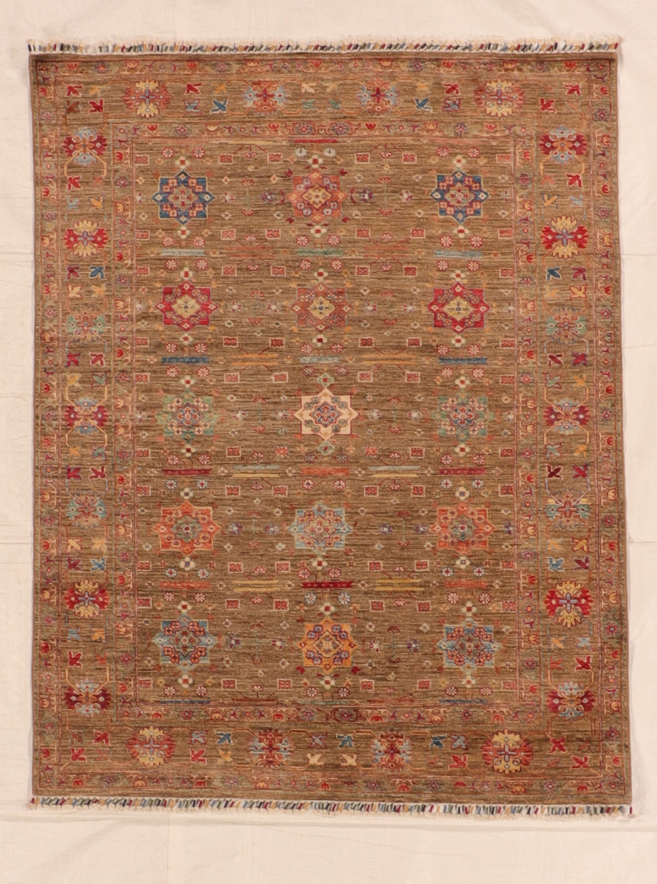 5x7 - Mahal Fine/Wool All Over Square - Hand Knotted Rug