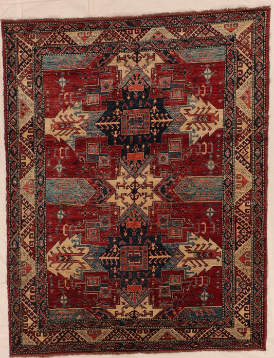 7x10 - Kazak Fine Geometric Rectangle - Hand Knotted Rug